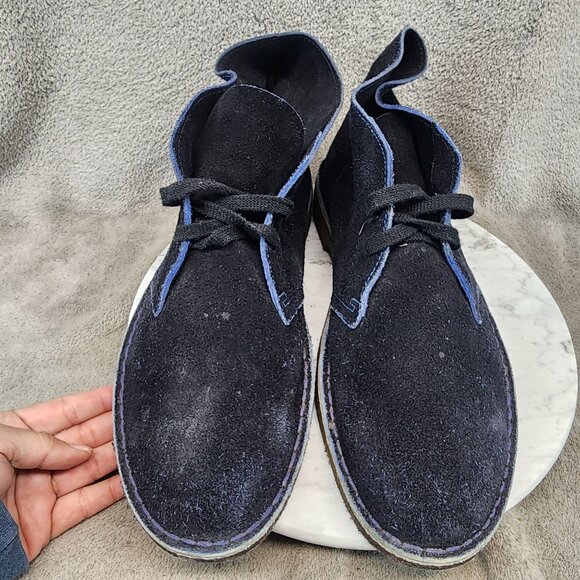 Clarks Shoes Mens Size 12 Blue Leather Crepe Rubber Sole Chukka Boots *Read* main image 14